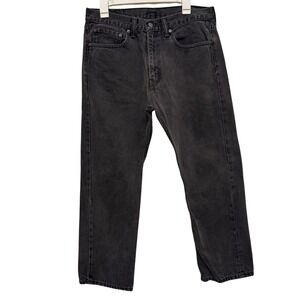 Levi's 505 Mens 34 x 29 Regular Fit Jeans Black Wash Denim Pants Classic‎